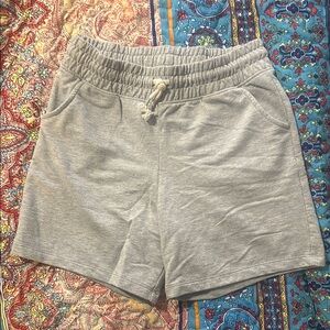 Light Gray Elastic Waist Casual Shorts